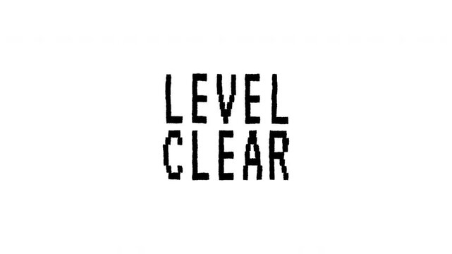 Black level Clear Text Animation on Transparent Background. 4K video text animated for video editing and vintage arcade game.