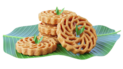 Crispy Rosette Cookies on Banana Leaf