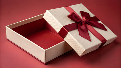 Open gift box with ribbon