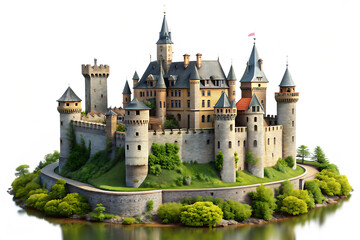 view of the castle of the sea isolated on white background, PNG. AI Generated