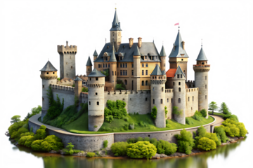 view of the castle of the sea isolated on white background, PNG. AI Generated