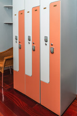 Lockers for gym users in a fitness center changing area