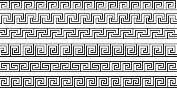 Horizontal Greek Meander Pattern Borders in Various Sizes and Styles Keywords: greek meander, meander pattern, greek key, greek border, greek