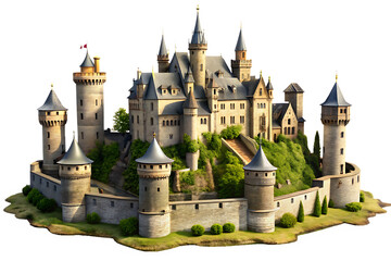 view of the castle of the sea isolated on white background, PNG. AI Generated