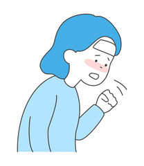 咳き込む女性のイラスト　ベクター
