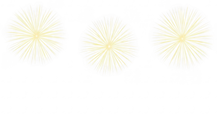 Celebration fireworks display with bright colorful explosions illuminating the night sky isolated on transparent background