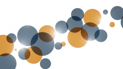 Colorful abstract circles overlapping on a transparent background for modern artistic design or digital art projects