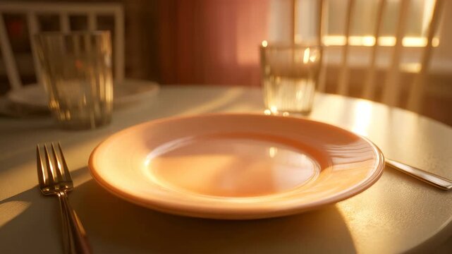 A Simple Table Setting with a Plate and Cutlery Ready for a Meal