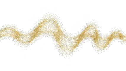 Abstract golden glitter wave pattern on transparent background for luxury design and decorative purposes