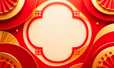 Asian holiday food branding background abstract red shapes  Generative AI