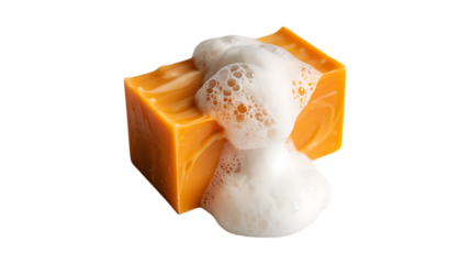 Orange soap vitamin C with bubbles image isolated on transparent