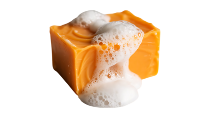 Orange soap vitamin C with bubbles image isolated on transparent background