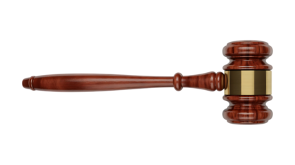 Top view of Judge's gavel hammer for adjudication image isolated on transparent background