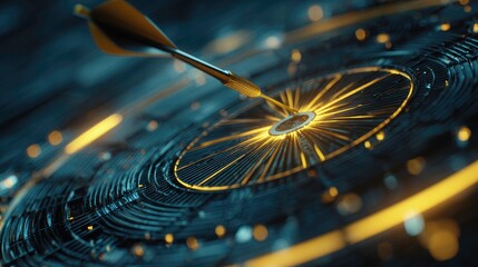 Dart hitting a target, symbol of success and achievement.
