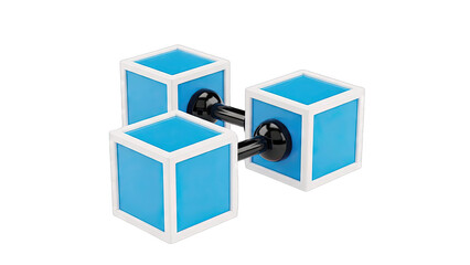 Three Interconnected Blue Cubes