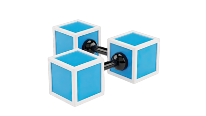 Three Interconnected Blue Cubes