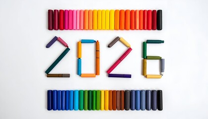 2025 formed from vibrant markers, rows above & below