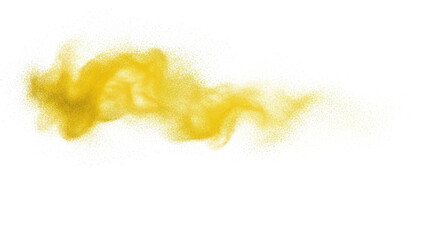 Abstract yellow watercolor splash on transparent background for artistic design and creative projects