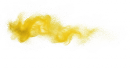 Abstract yellow watercolor splash on transparent background for artistic design and creative projects