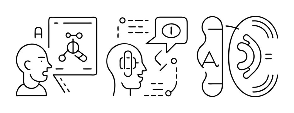 Ai natural language processing and understanding tech illustration