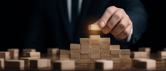 Building success business strategy in action office environment conceptual photograph professional viewpoint