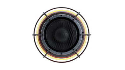 Stylized Speaker with Metallic and Neon Accents