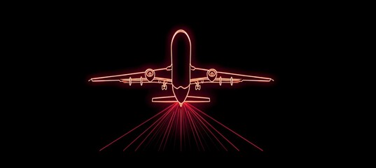 Abstract illustration of a plane with glowing lines.