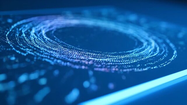 Abstract data visualization with blue dots, points and lines, technology concept.