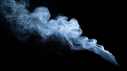 An ethereal plume of wispy smoke gracefully swirls and drifts against a stark black background