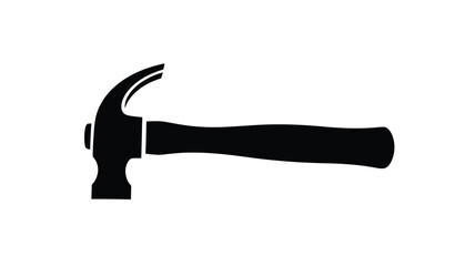 Simple black hammer tool illustration against a white background silhouette