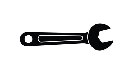 A simple black wrench tool illustration a striking silhouette