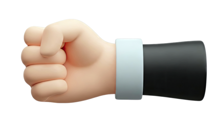 3D Rendered Fist with Black Sleeve and Grey Cuff