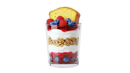 Berry and Granola Yogurt Parfait with Pound Cake Slice