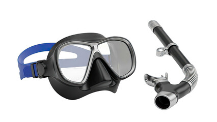 Black and Silver Scuba Diving Mask and Snorkel Set