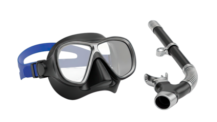 Black and Silver Scuba Diving Mask and Snorkel Set