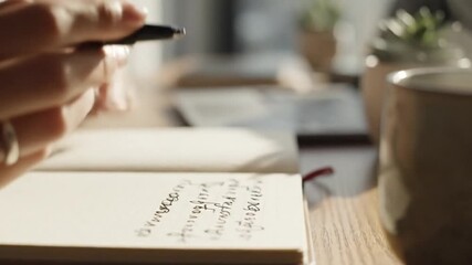 Journaling: Close-up of Hand Writing in a Notebook