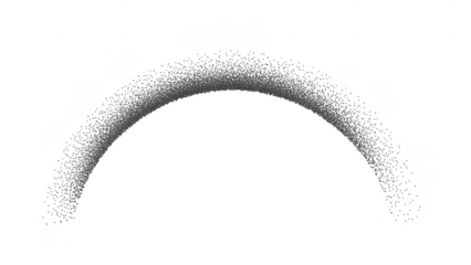 Black spray paint splatter forming a semicircle on a transparent background for artistic or creative design projects