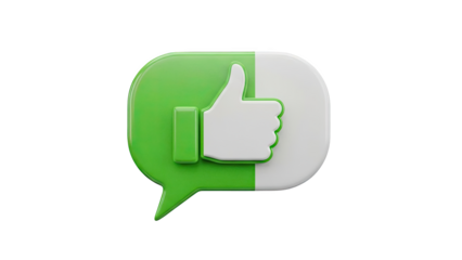 Green Speech Bubble with White Thumbs Up Icon