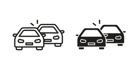 Fototapeta premium Accident icons. Line Art Style Design Isolated On White