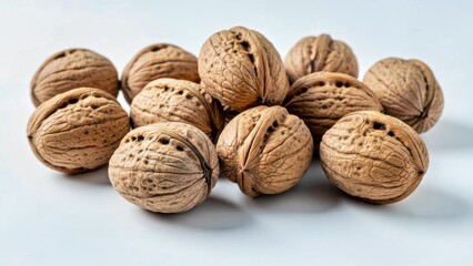 Detailed View of Premium Walnut Shell Patterns for Organic Health Food Branding on White