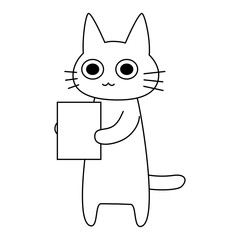 看板を持って準備中を知らせるかわいい白猫のイラスト