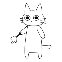 受付や案内をするかわいい白猫のイラスト