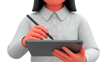 Stylized Character Using a Stylus on a Tablet