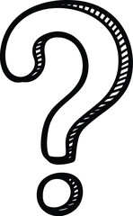 Fototapeta premium Question Mark Doodle Sketch Inquiry Symbol on White Background Hand Drawn Line Art Icon Graphic Element for Presentations Education Website Design Help Support Assistance FAQ Information Concept