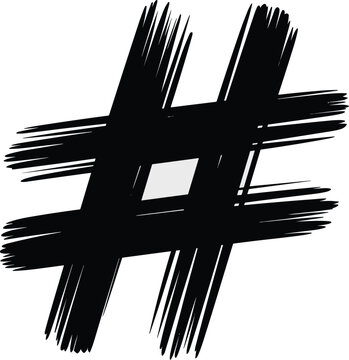 Abstract black hashtag symbol brush stroke illustration for social media marketing campaigns digital marketing strategy and online presence enhancement internet networking promotion concept for busine