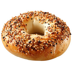 Sesame seed bagel isolated on transparent background