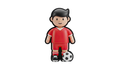 Cartoon Soccer Player in Red Uniform