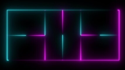 Play pickleball court line animation. Glowing neon blue Pickleball court icon animation on black background. futuristic digital icon video of a high-tech pickleball court - Powered by Adobe