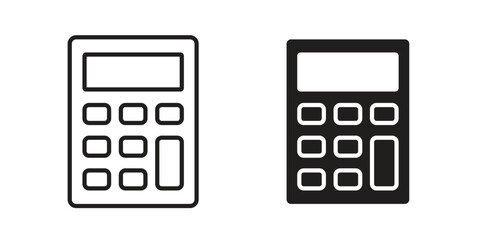 Calculator icons. Line Art Style Design Isolated On White