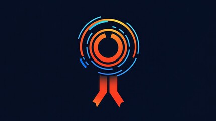 Digital Innovation Award Emblem: A sleek, modern emblem represents digital innovation with circular patterns and vibrant colors. It symbolizes progress and achievement in the digital realm. 